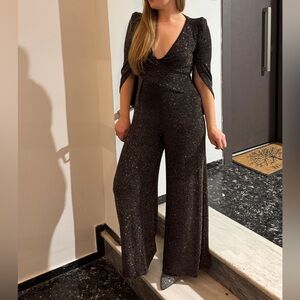 Talbot Runhof Metallic Wide-Leg Jumpsuit – Luxury Designer Evening Wear